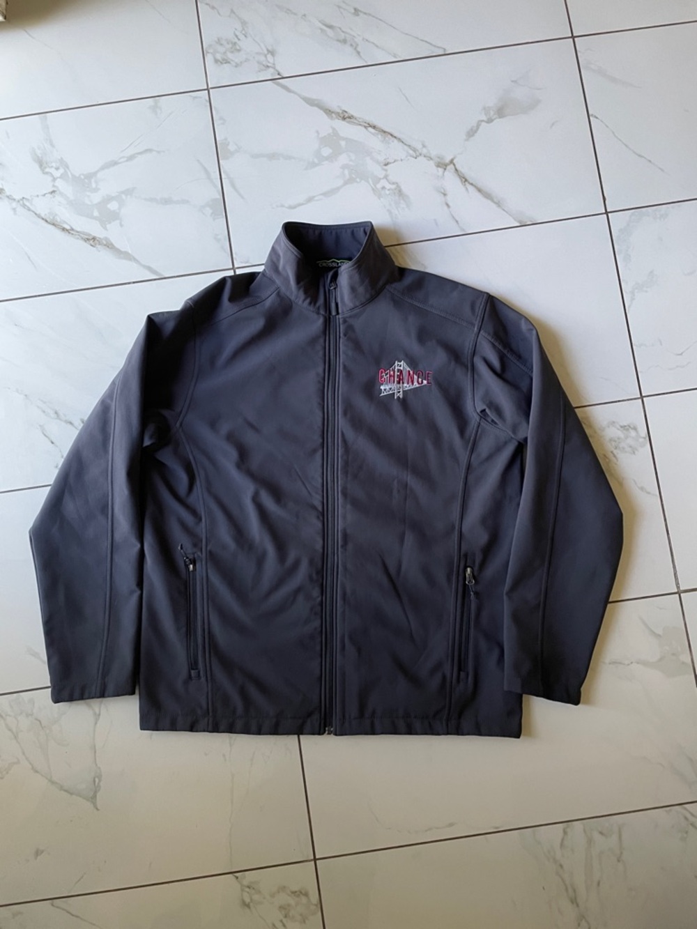 Men's Gray Softshell Jacket with Embroidered Logo - Unbranded